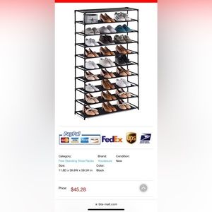 NEW IN BOX Youdesure 10 Tiers Shoe Rack, Large Organizer for 50 Pairs (Black)